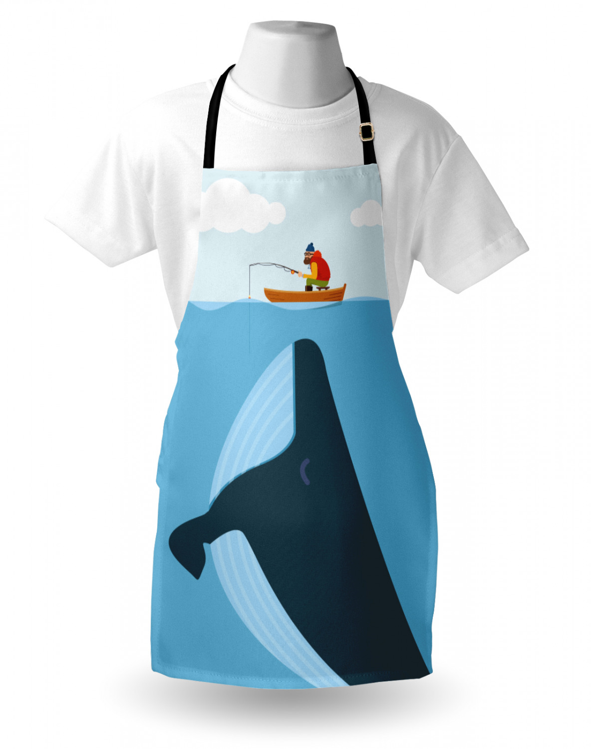 Marine Whale Apron Unisex Kitchen Bib with Adjustable Neck Cooking Baking