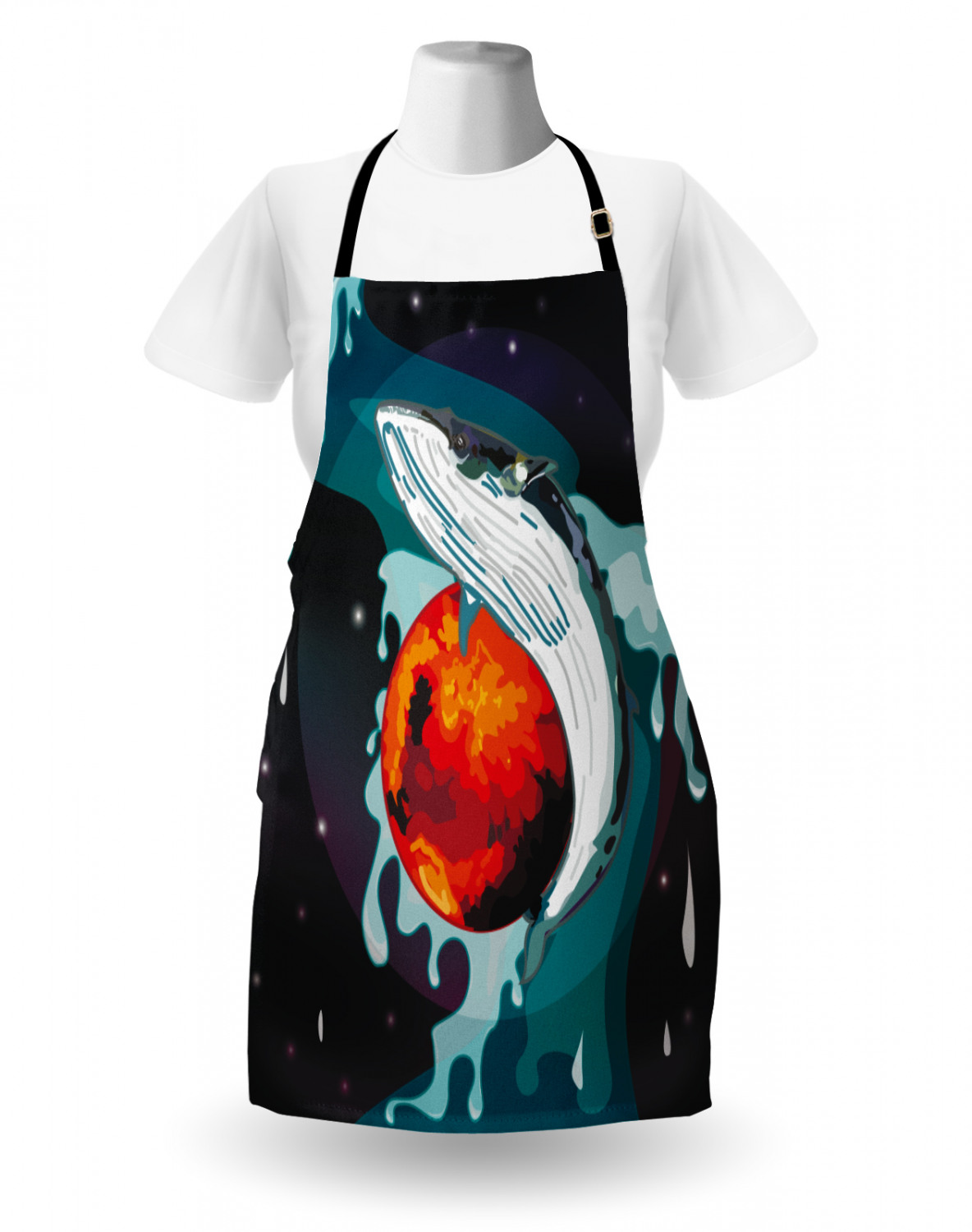 Marine Whale Apron Unisex Kitchen Bib with Adjustable Neck Cooking Baking