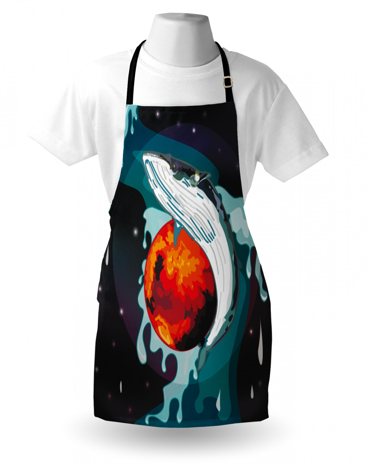 Marine Whale Apron Unisex Kitchen Bib with Adjustable Neck Cooking Baking