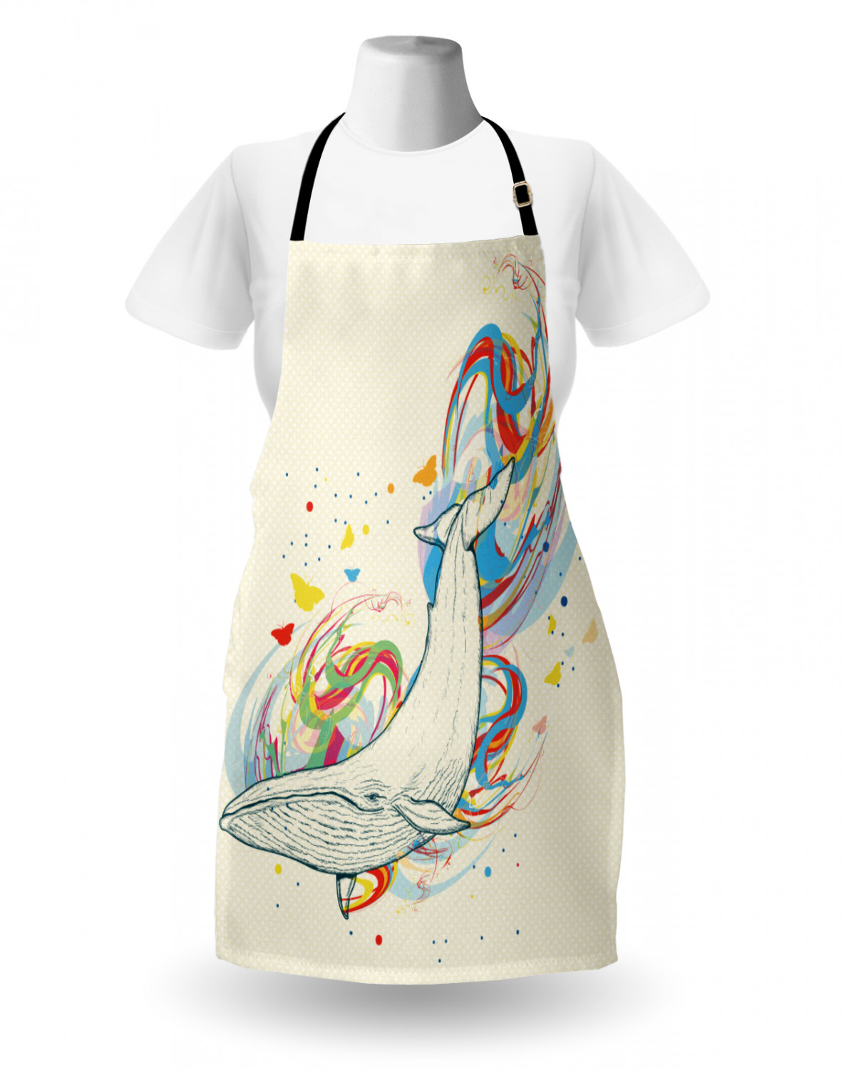 Marine Whale Apron Unisex Kitchen Bib with Adjustable Neck Cooking Baking