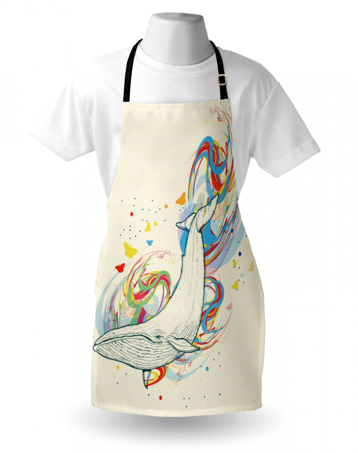 Marine Whale Apron Unisex Kitchen Bib with Adjustable Neck Cooking Baking