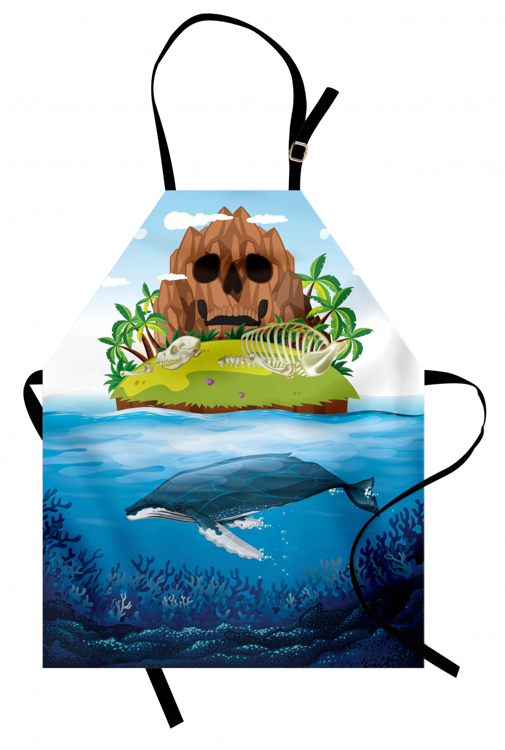 Marine Whale Apron Unisex Kitchen Bib with Adjustable Neck Cooking Baking