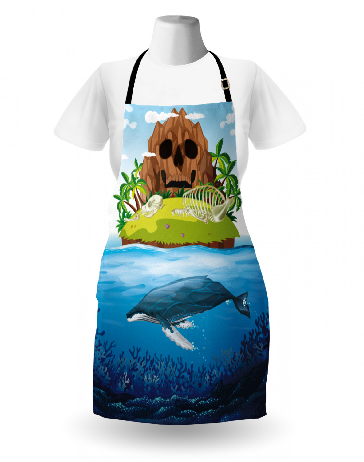 Marine Whale Apron Unisex Kitchen Bib with Adjustable Neck Cooking Baking