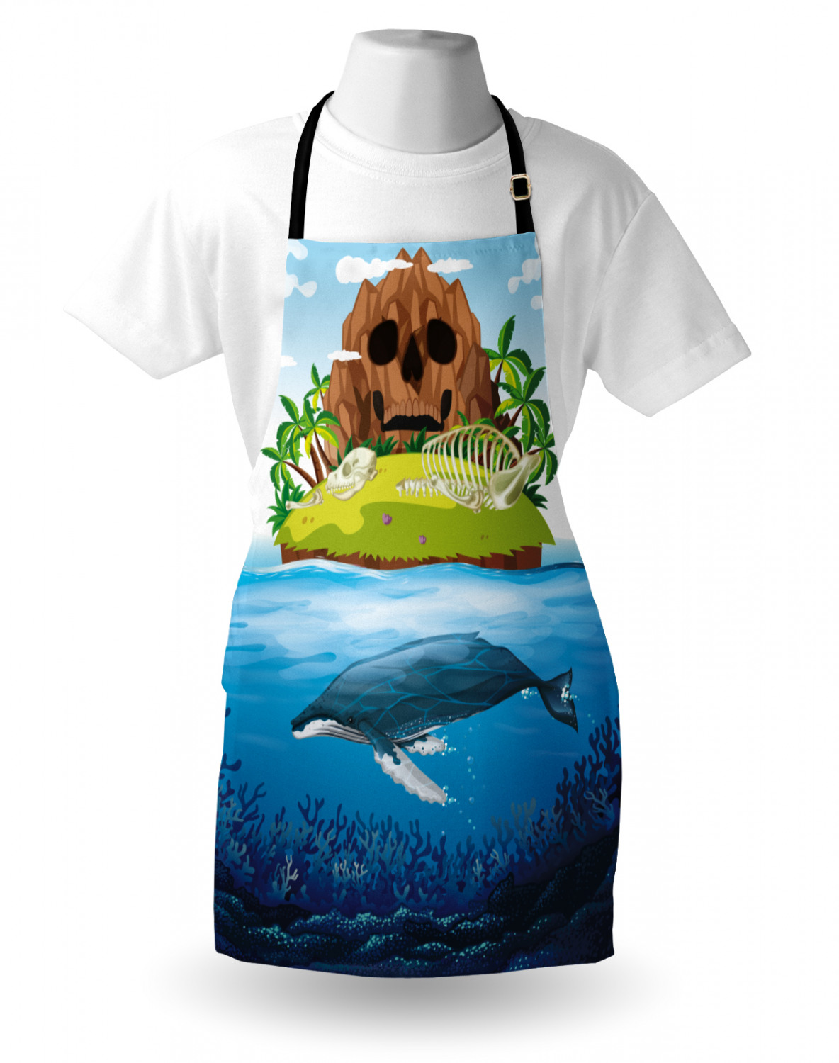 Marine Whale Apron Unisex Kitchen Bib with Adjustable Neck Cooking Baking