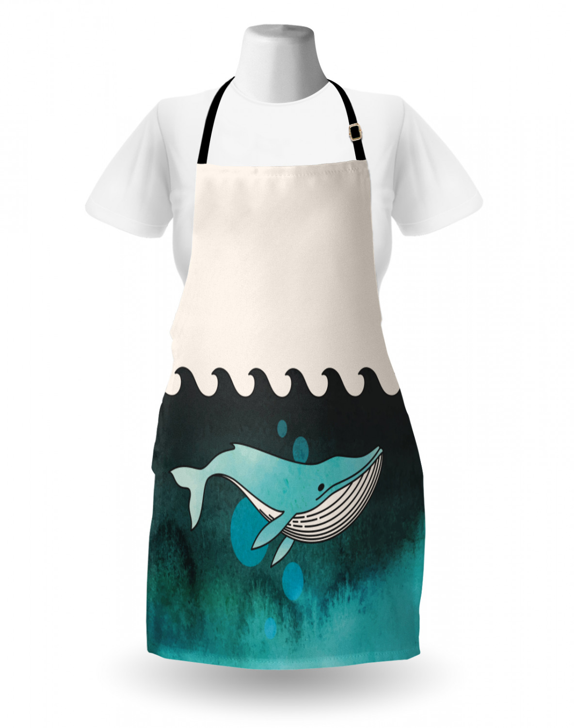 Marine Whale Apron Unisex Kitchen Bib with Adjustable Neck Cooking Baking