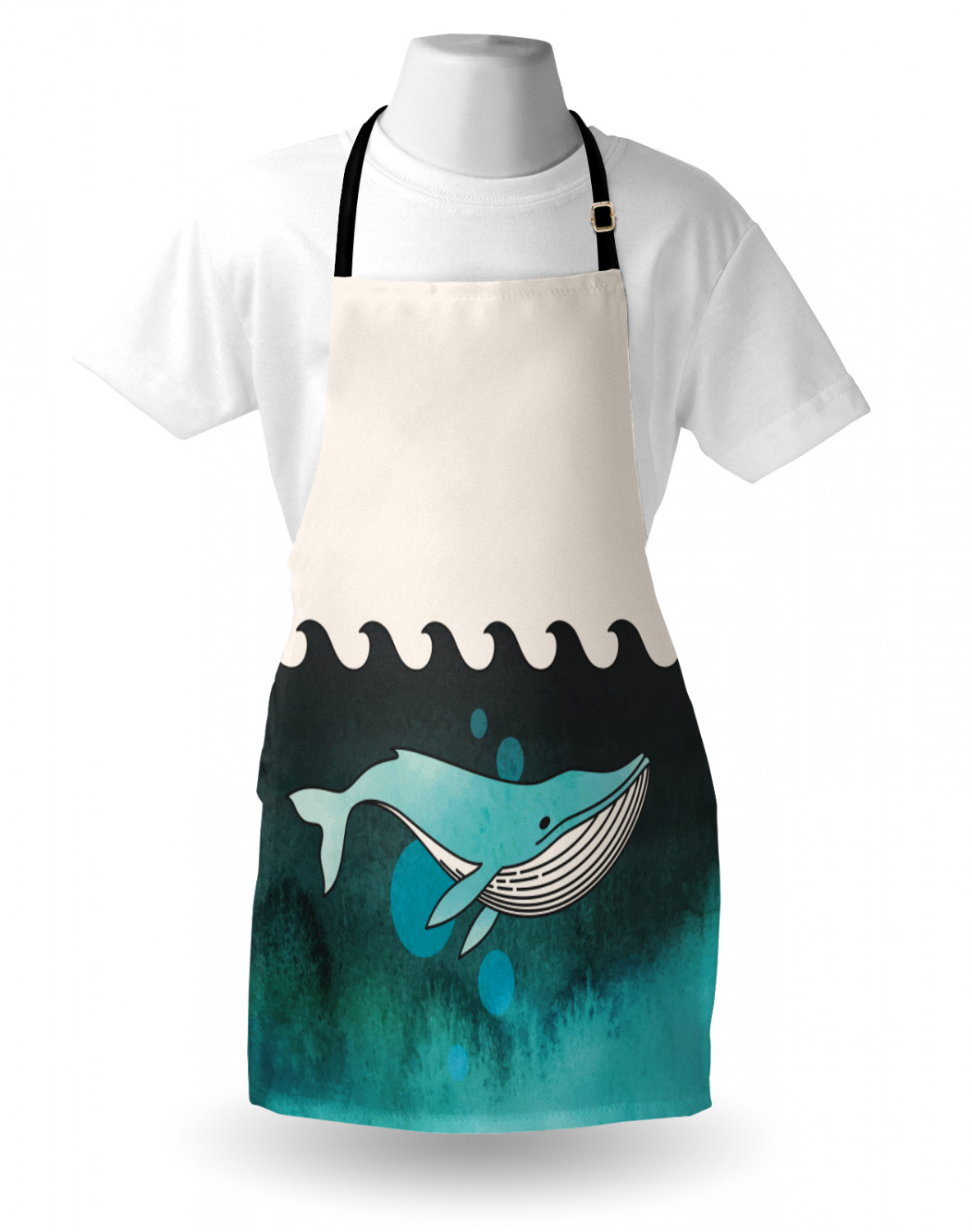 Marine Whale Apron Unisex Kitchen Bib with Adjustable Neck Cooking Baking