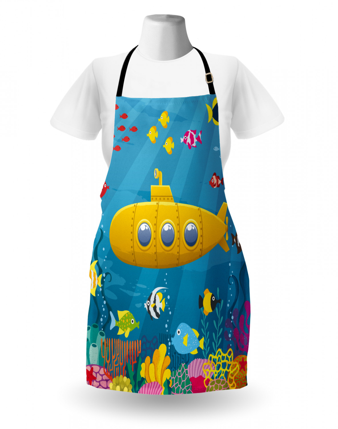 Ambesonne Apron Unisex Kitchen Bib with Adjustable Strap for Cooking