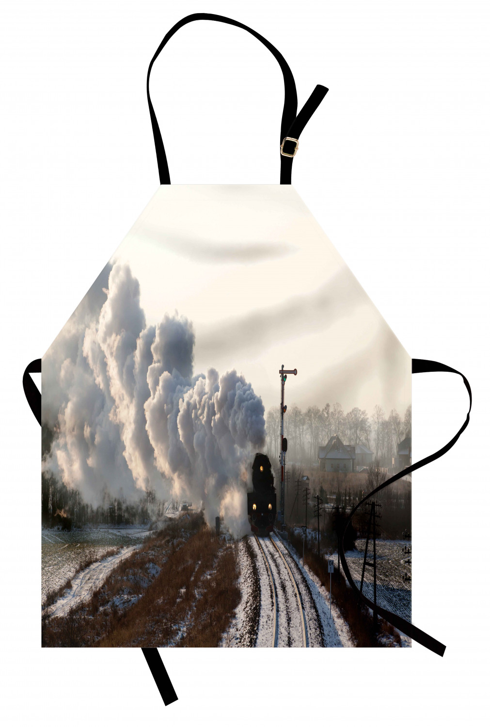 Ambesonne Apron Unisex Kitchen Bib with Adjustable Strap for Cooking