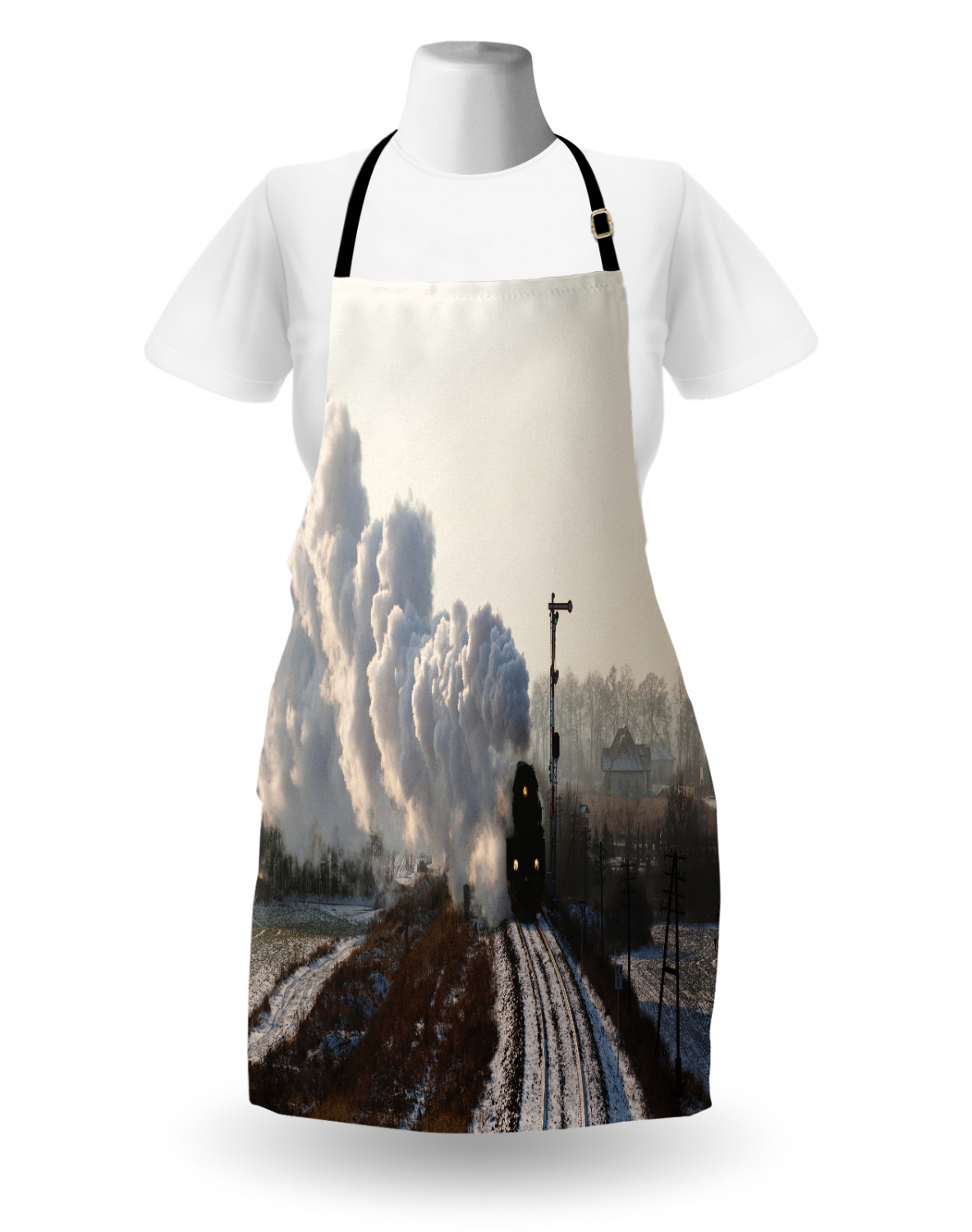 Ambesonne Apron Unisex Kitchen Bib with Adjustable Strap for Cooking