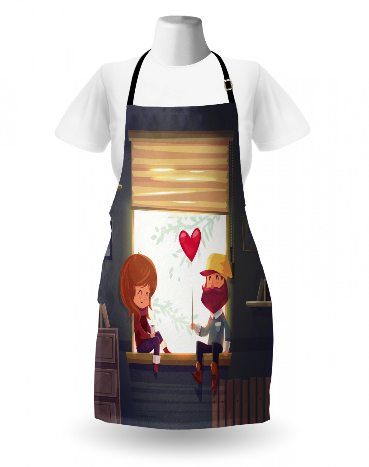 Ambesonne Apron Unisex Kitchen Bib with Adjustable Strap for Cooking