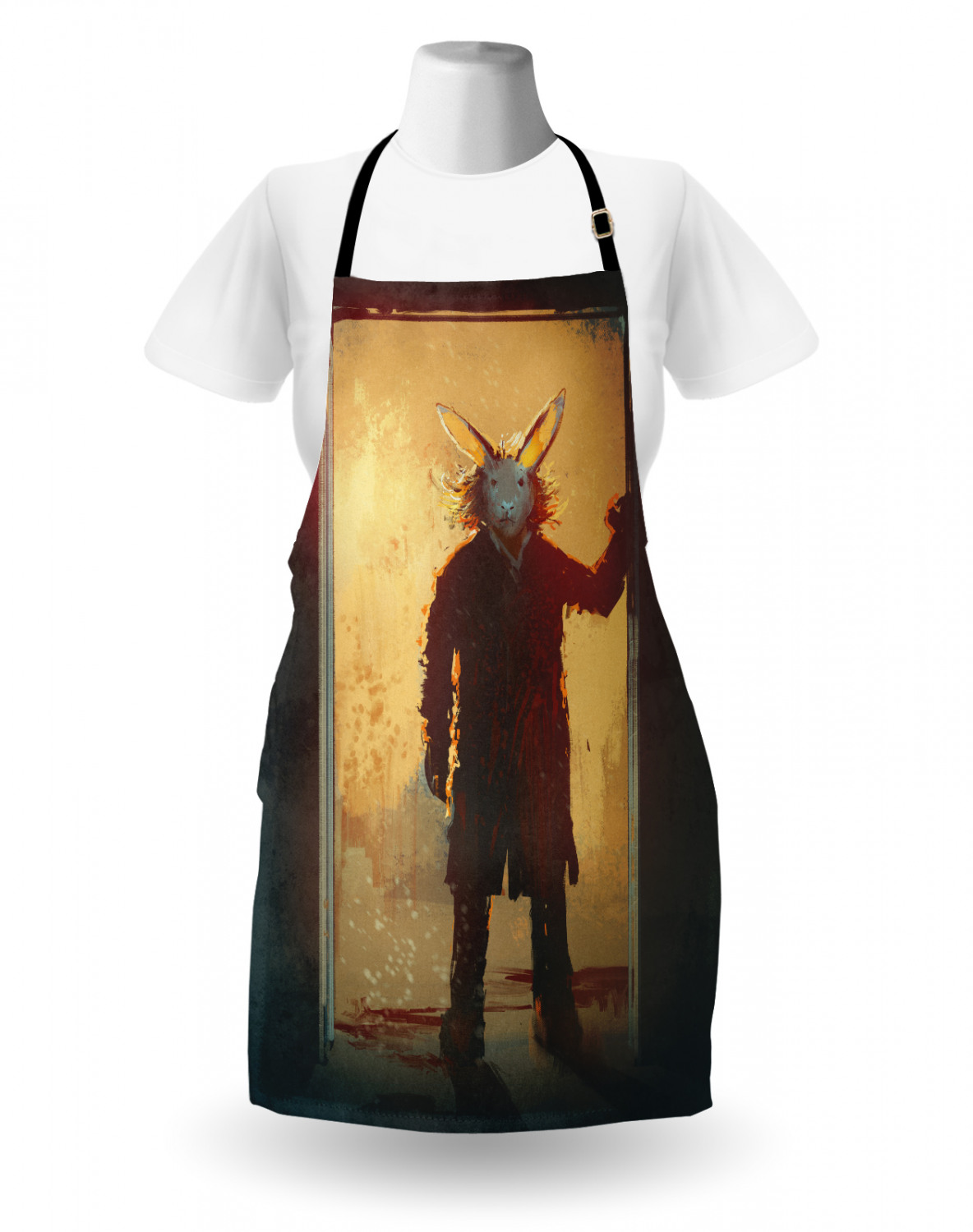 Ambesonne Apron Unisex Kitchen Bib with Adjustable Strap for Cooking