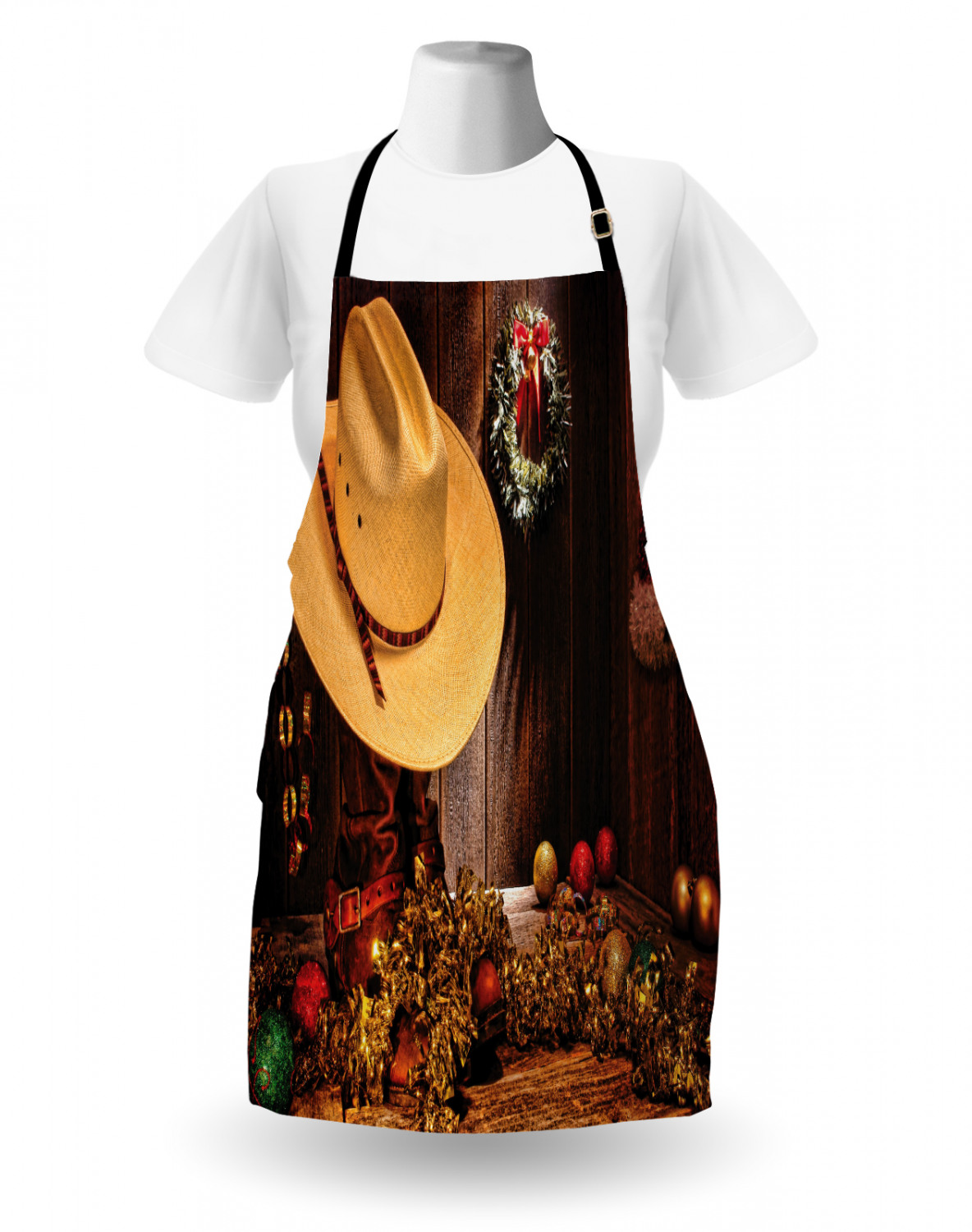 Ambesonne Apron Unisex Kitchen Bib with Adjustable Strap for Cooking