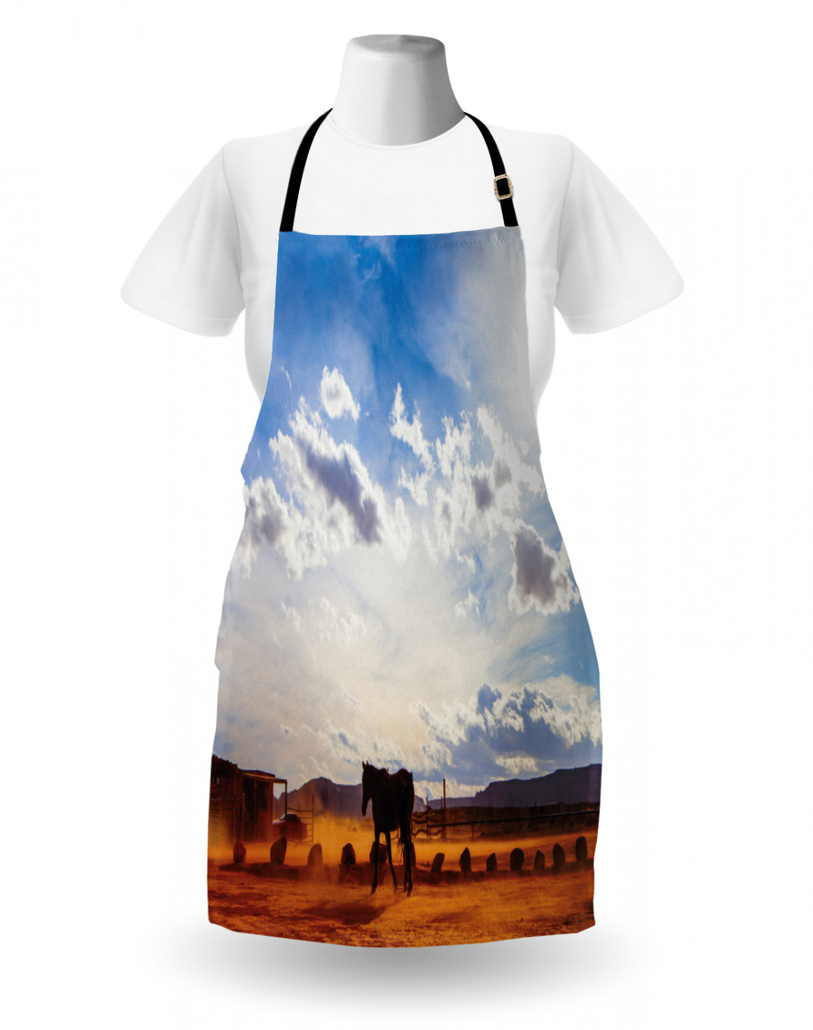 Ambesonne Apron Unisex Kitchen Bib with Adjustable Strap for Cooking