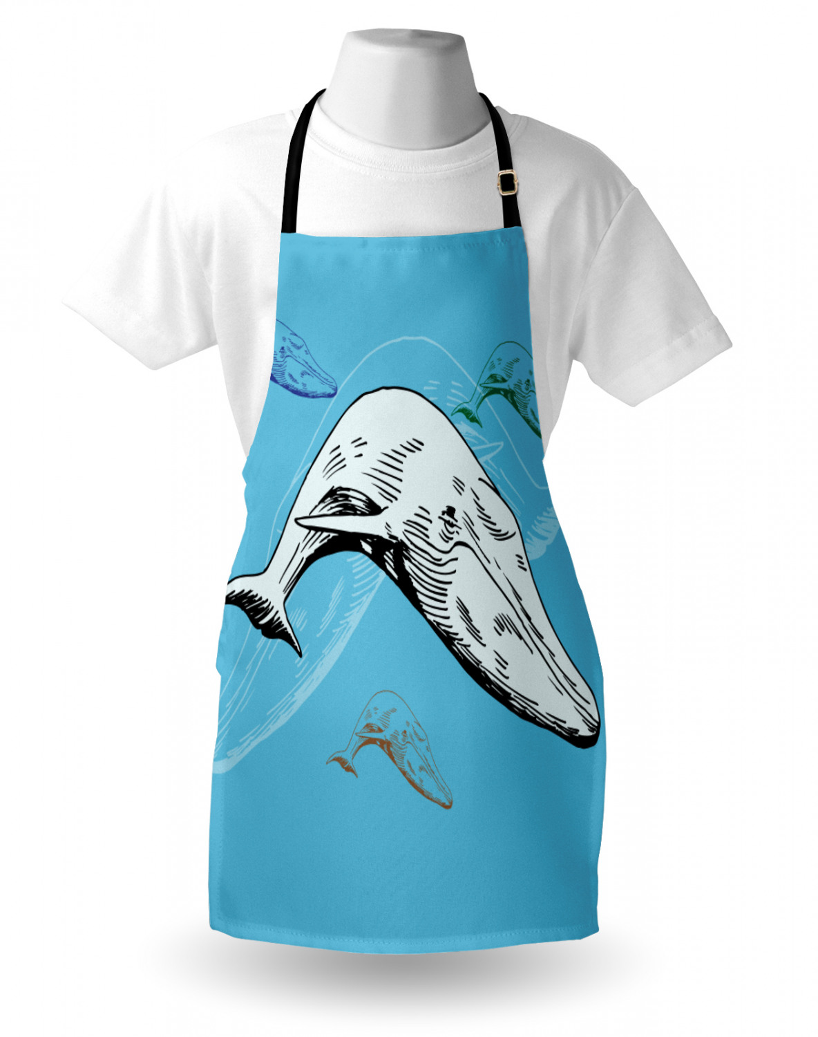 Marine Whale Apron Unisex Kitchen Bib with Adjustable Neck Cooking Baking