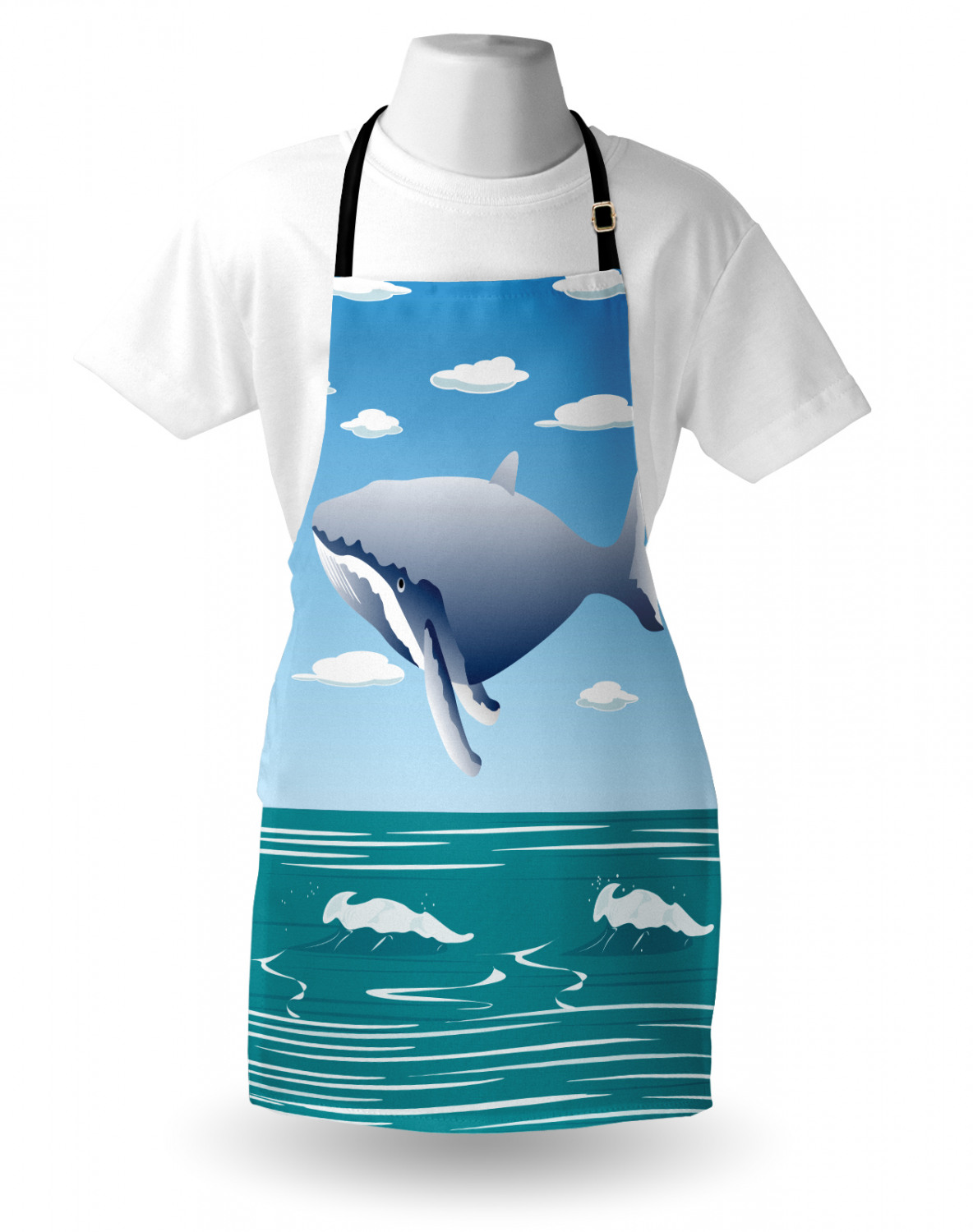 Marine Whale Apron Unisex Kitchen Bib with Adjustable Neck Cooking Baking