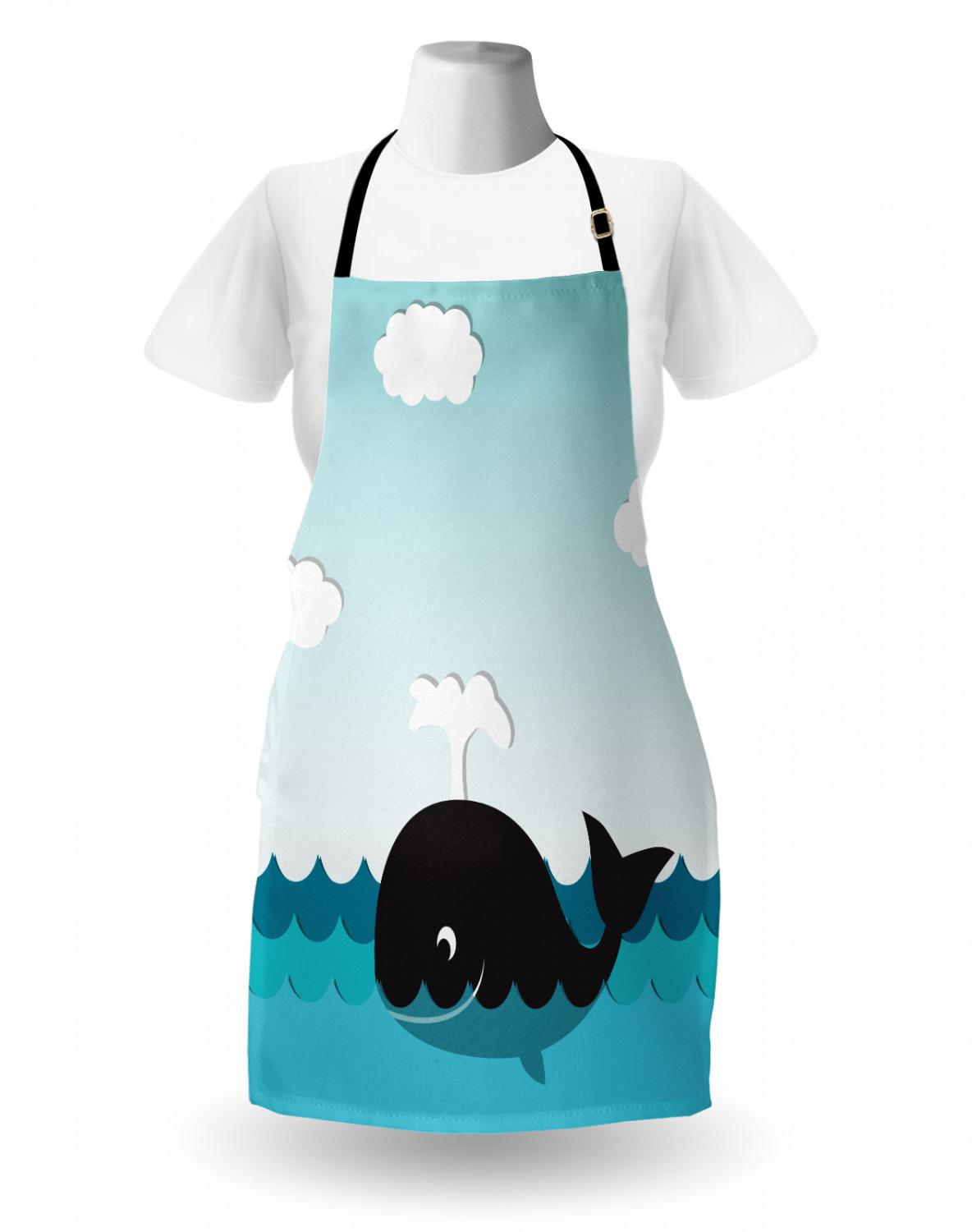 Marine Whale Apron Unisex Kitchen Bib with Adjustable Neck Cooking Baking