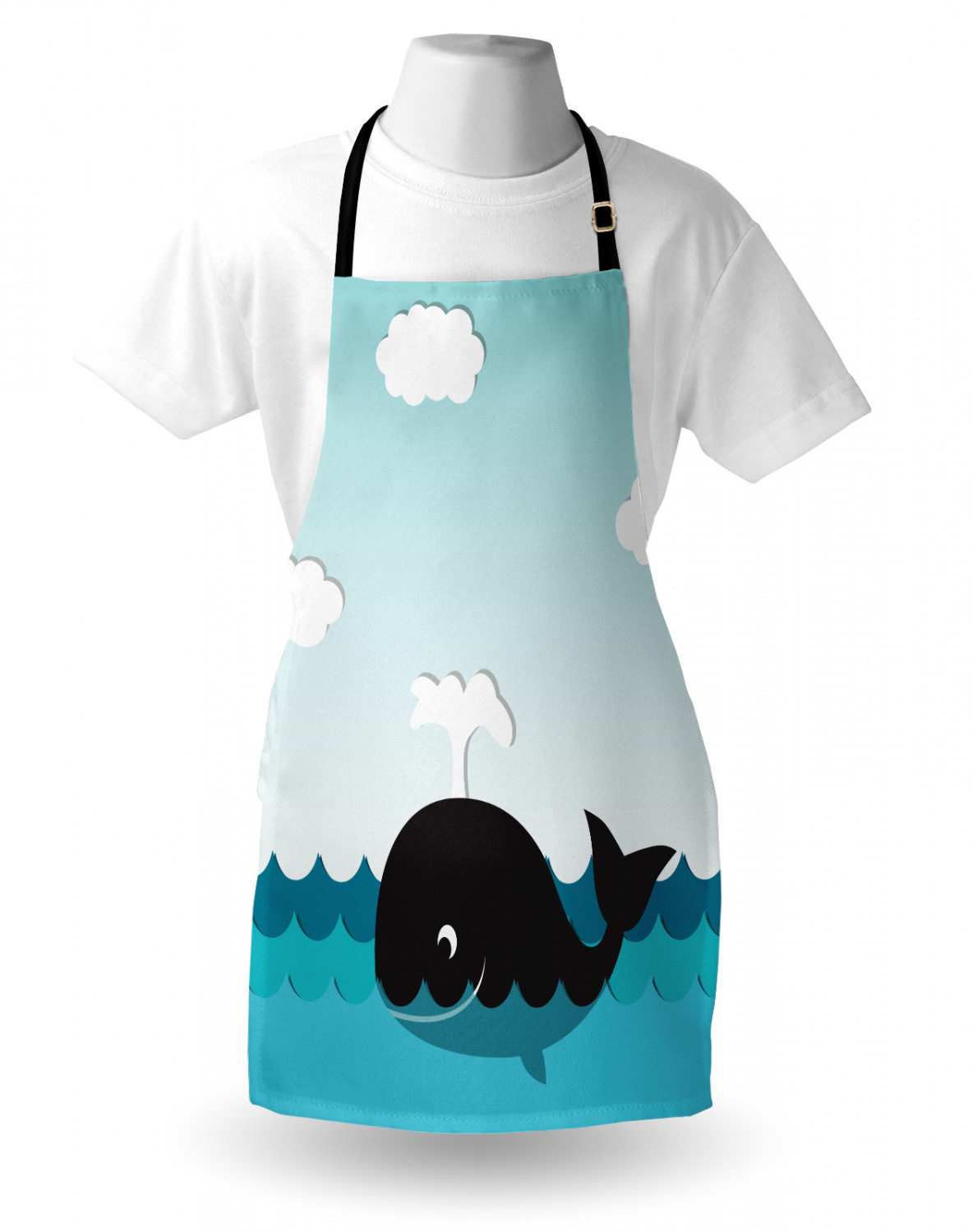 Marine Whale Apron Unisex Kitchen Bib with Adjustable Neck Cooking Baking