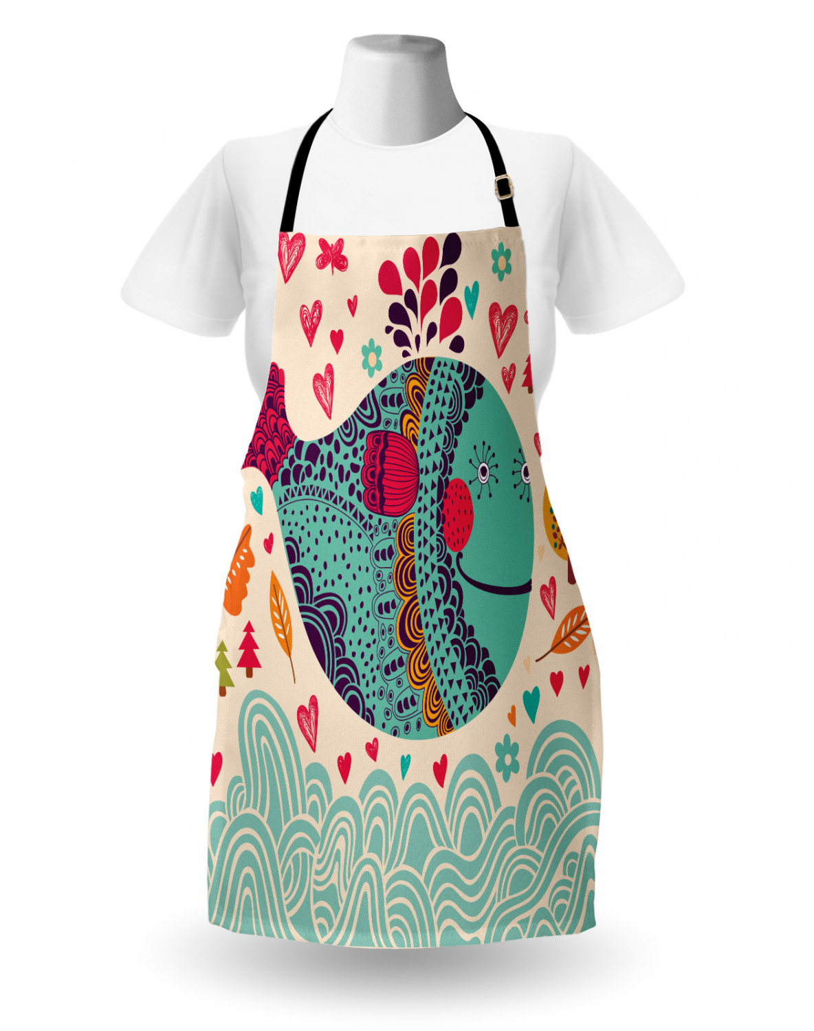 Marine Whale Apron Unisex Kitchen Bib with Adjustable Neck Cooking Baking