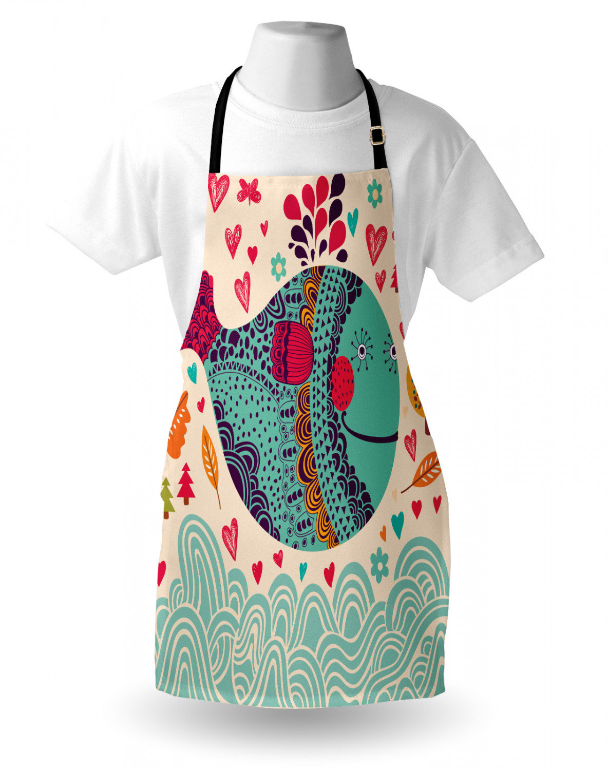 Marine Whale Apron Unisex Kitchen Bib with Adjustable Neck Cooking Baking