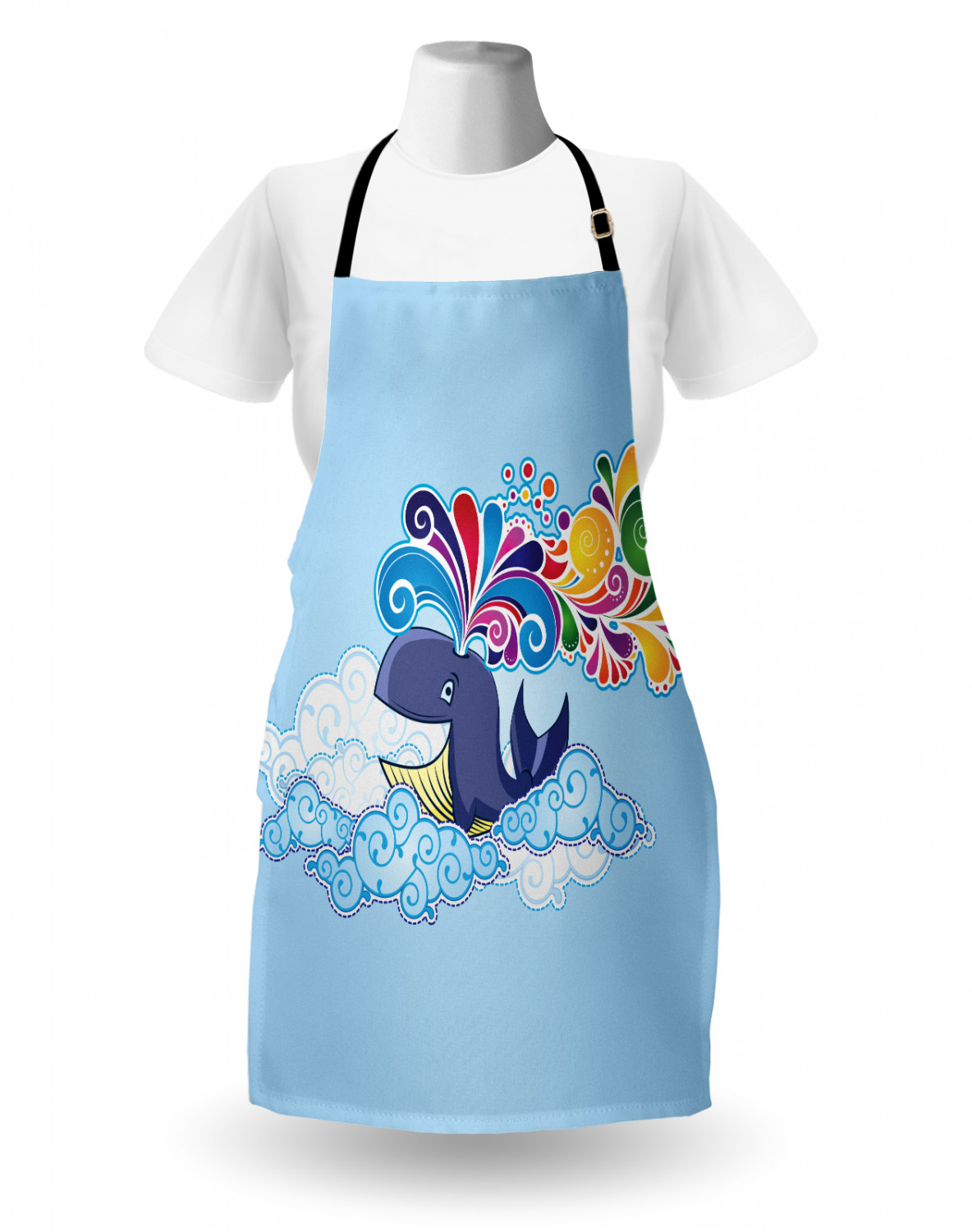 Marine Whale Apron Unisex Kitchen Bib with Adjustable Neck Cooking Baking