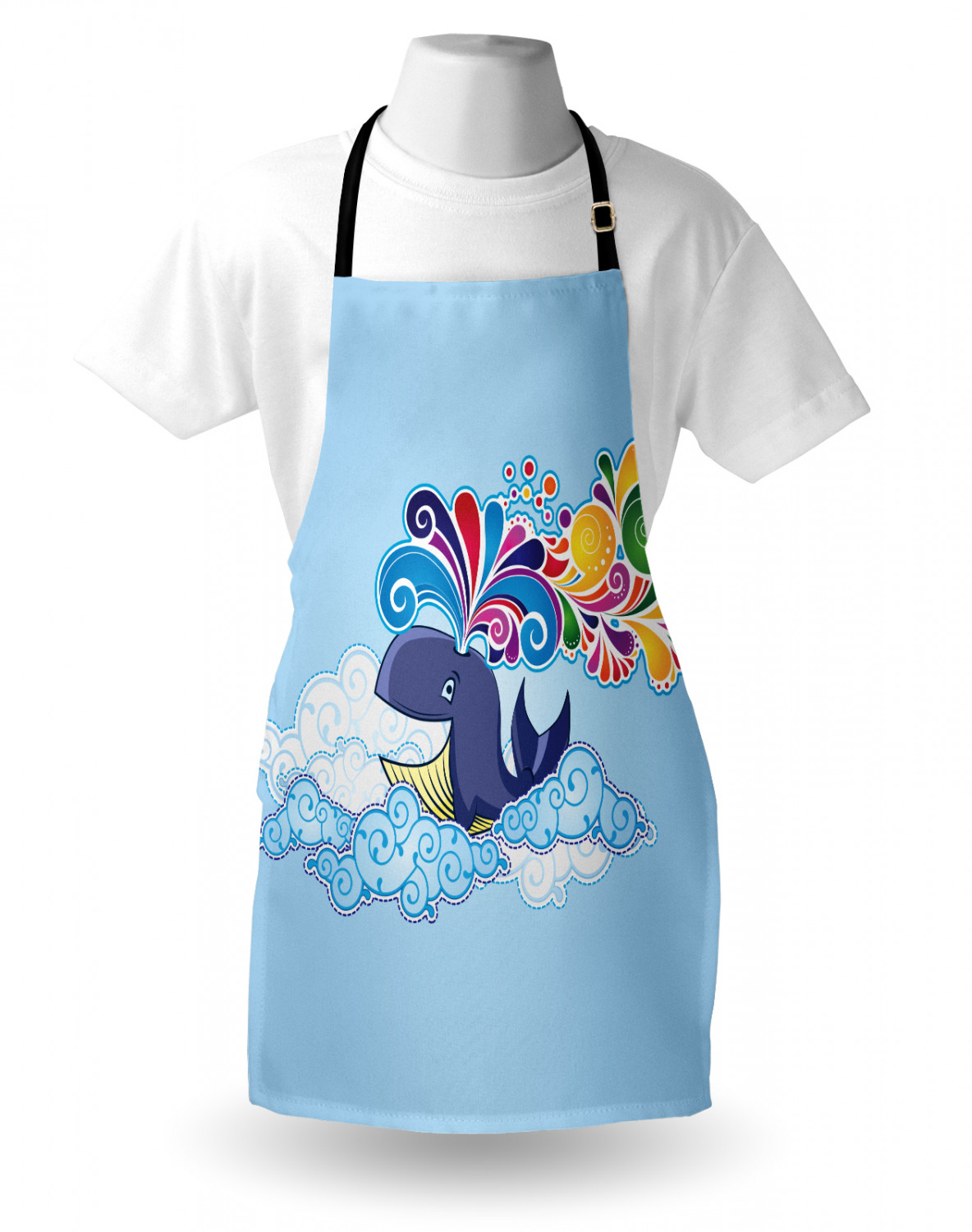 Marine Whale Apron Unisex Kitchen Bib with Adjustable Neck Cooking Baking