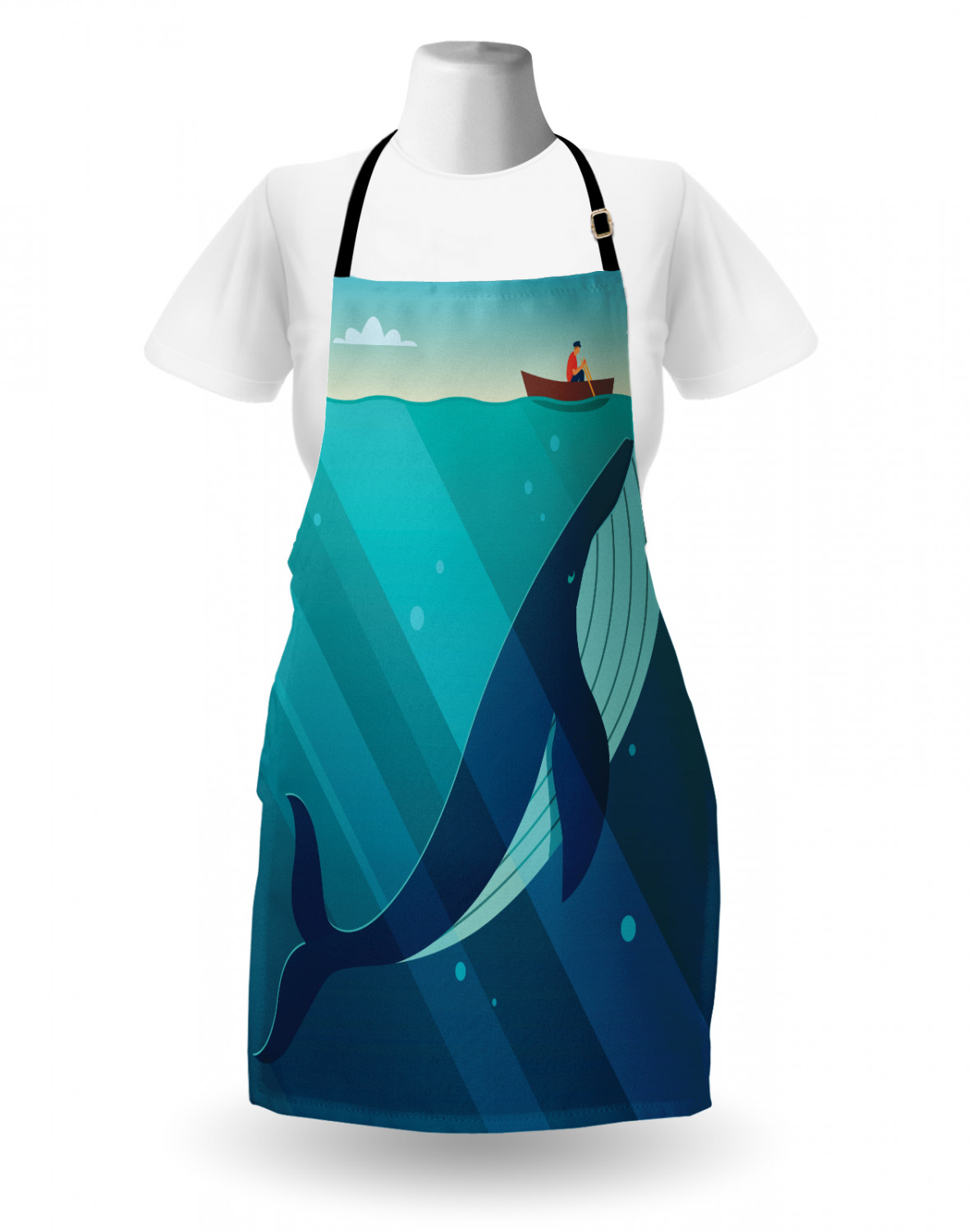 Marine Whale Apron Unisex Kitchen Bib with Adjustable Neck Cooking Baking