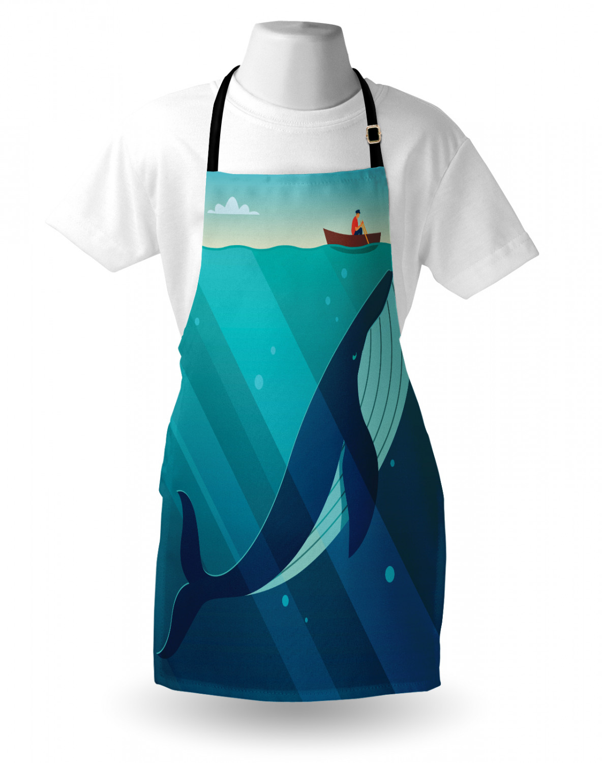 Marine Whale Apron Unisex Kitchen Bib with Adjustable Neck Cooking Baking