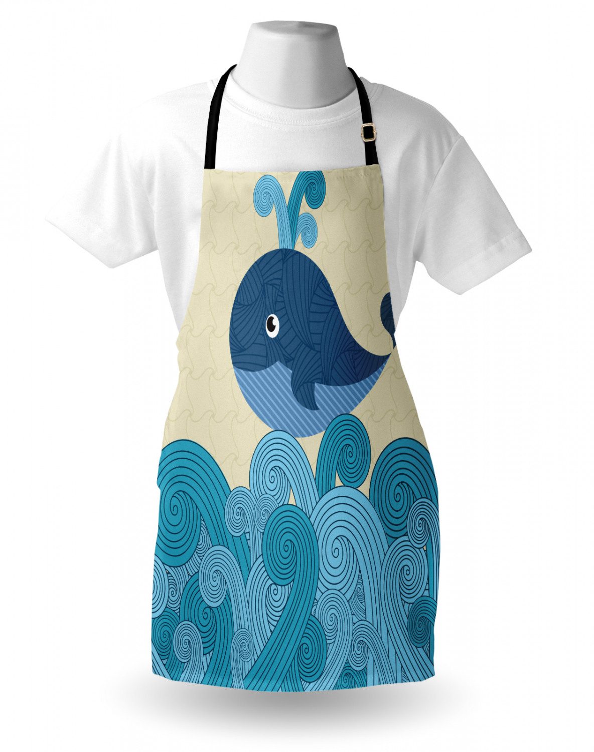 Marine Whale Apron Unisex Kitchen Bib with Adjustable Neck Cooking Baking