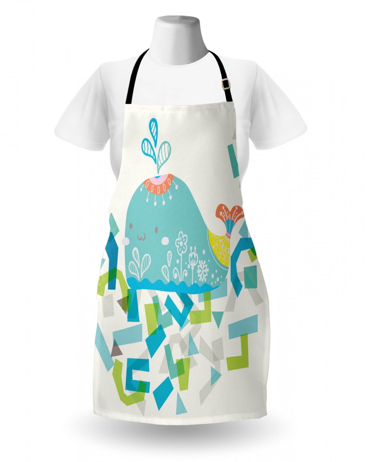 Marine Whale Apron Unisex Kitchen Bib with Adjustable Neck Cooking Baking