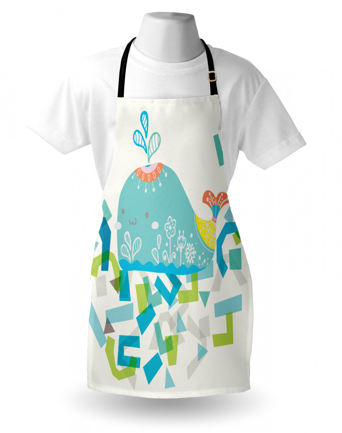 Marine Whale Apron Unisex Kitchen Bib with Adjustable Neck Cooking Baking