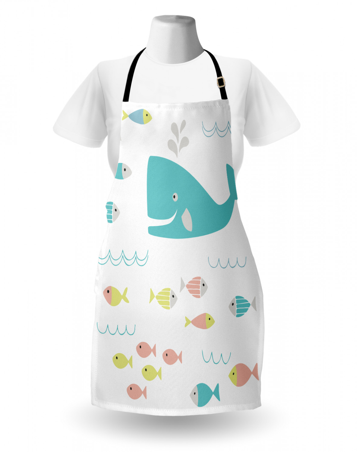 Marine Whale Apron Unisex Kitchen Bib with Adjustable Neck Cooking Baking