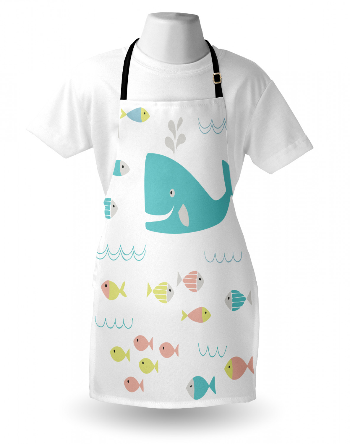 Marine Whale Apron Unisex Kitchen Bib with Adjustable Neck Cooking Baking