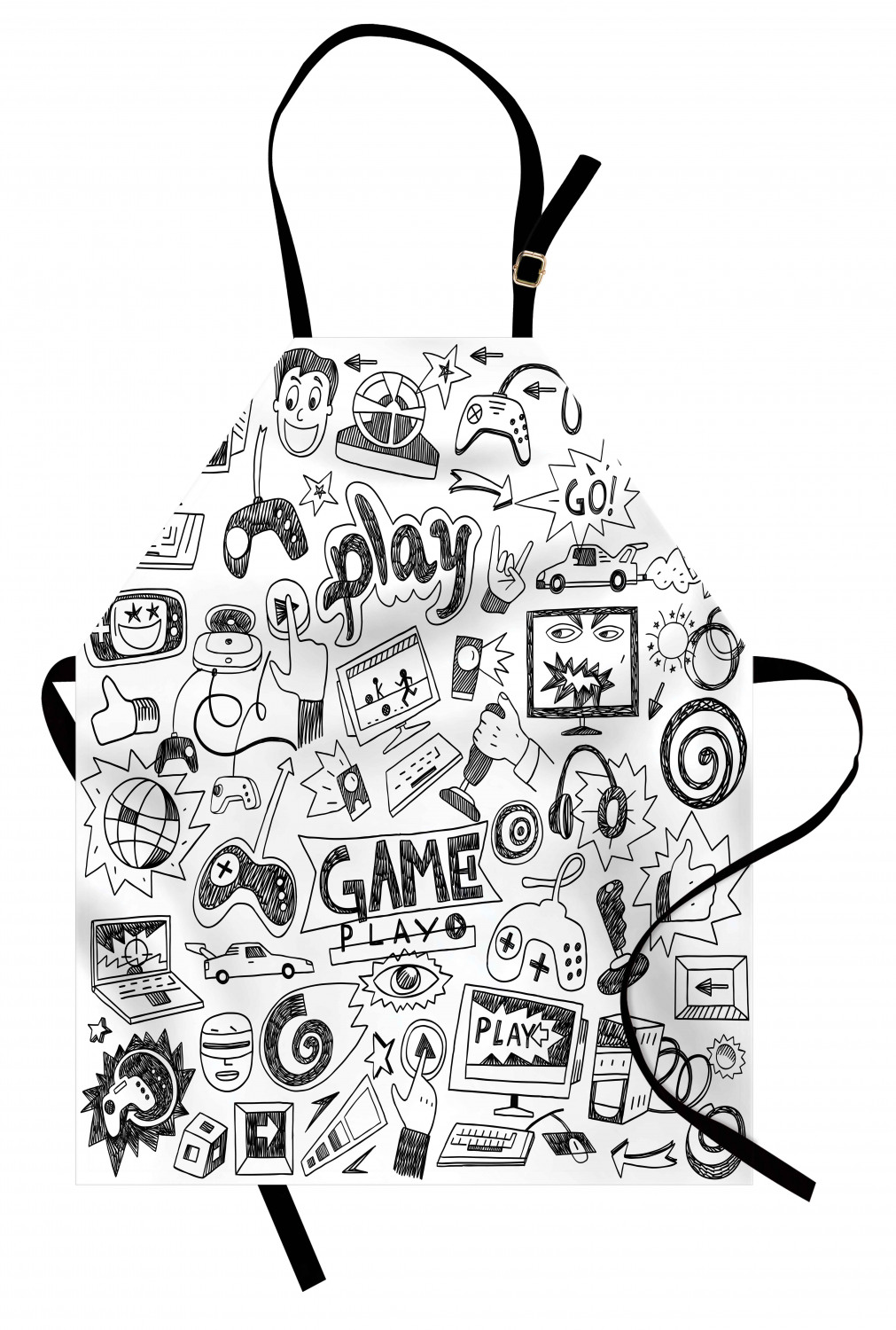 Ambesonne Apron Unisex Kitchen Bib with Adjustable Strap for Cooking