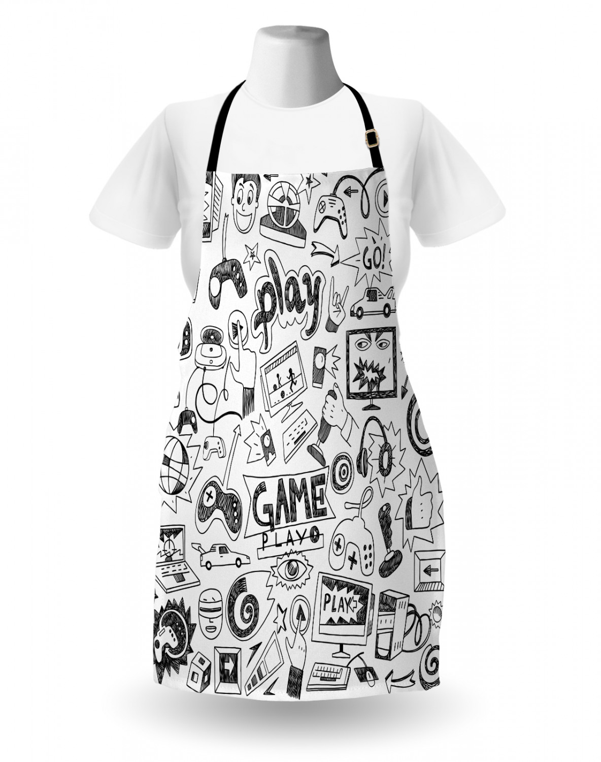 Ambesonne Apron Unisex Kitchen Bib with Adjustable Strap for Cooking