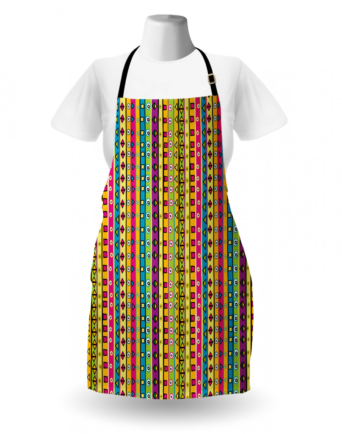 Ambesonne Retro Apron Unisex Kitchen Bib with Adjustable Neck Cooking Baking