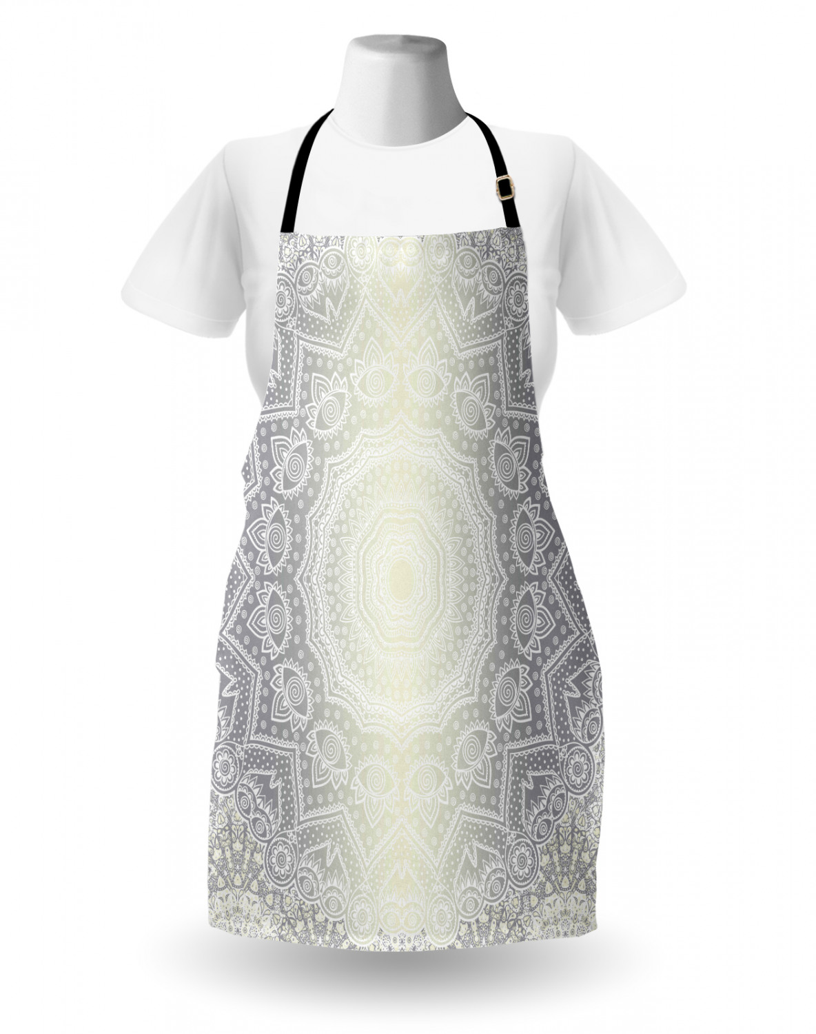 Ambesonne White Apron Unisex Kitchen Bib with Adjustable Neck Cooking Baking