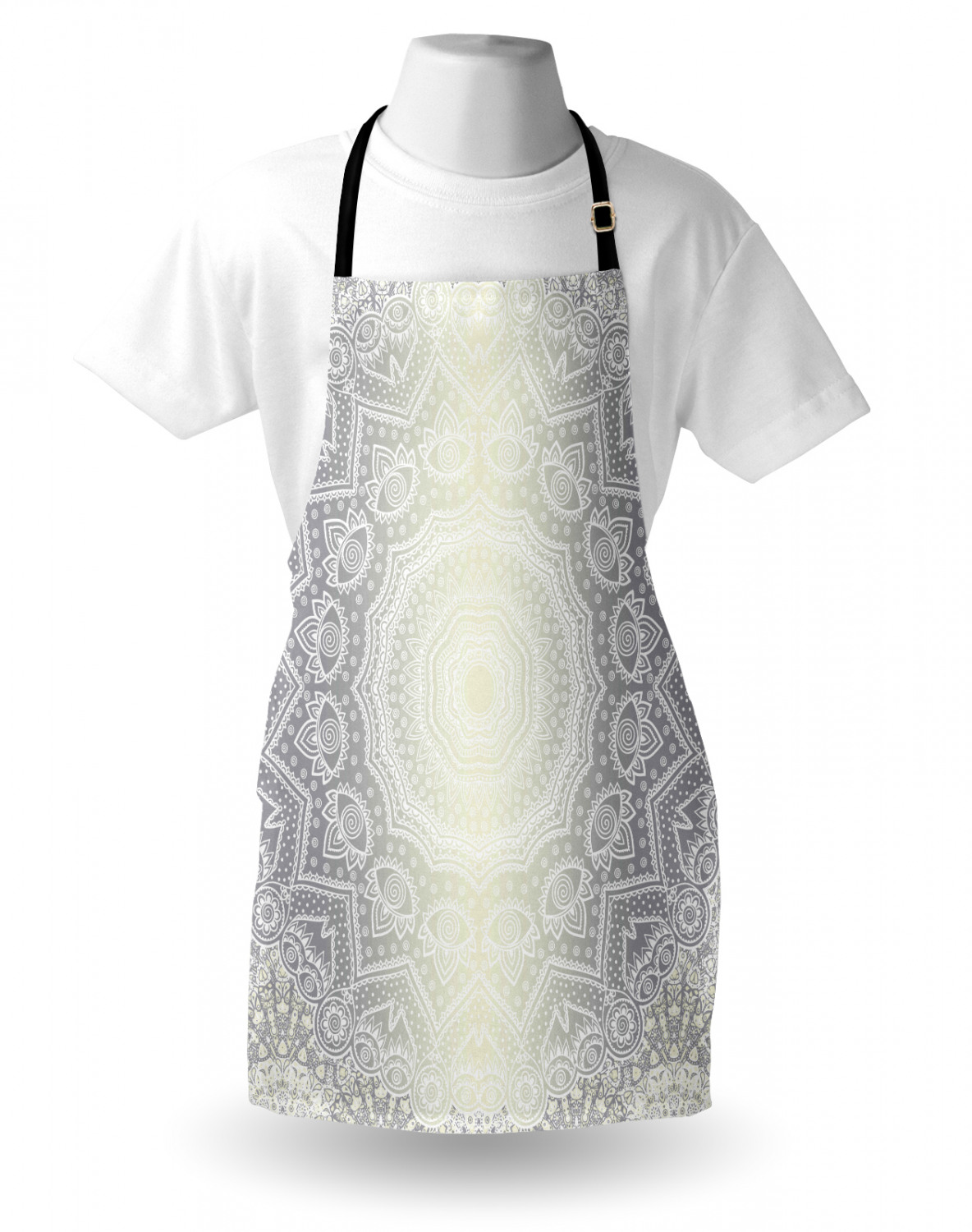 Ambesonne White Apron Unisex Kitchen Bib with Adjustable Neck Cooking Baking