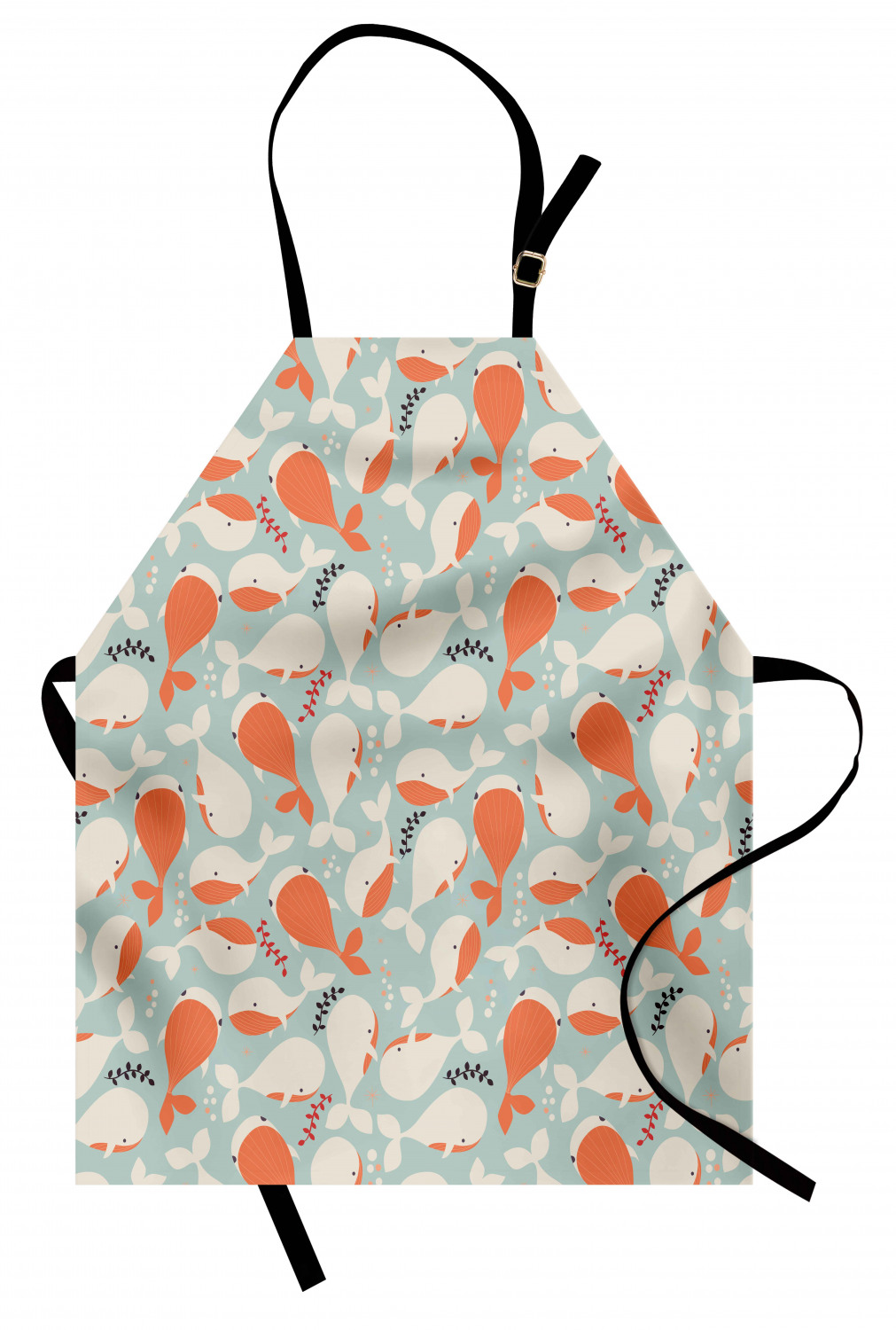 Marine Whale Apron Unisex Kitchen Bib with Adjustable Neck Cooking Baking