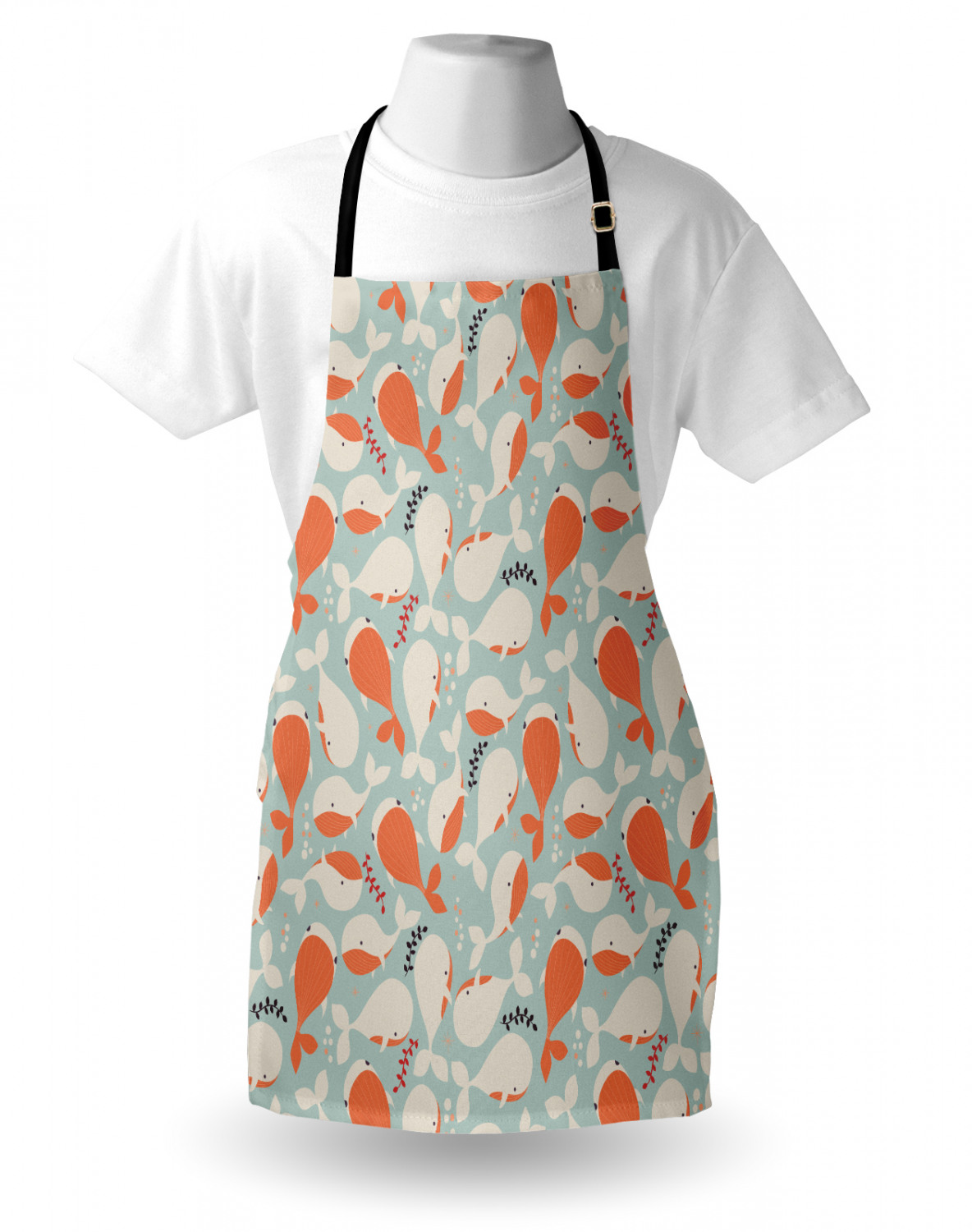 Marine Whale Apron Unisex Kitchen Bib with Adjustable Neck Cooking Baking