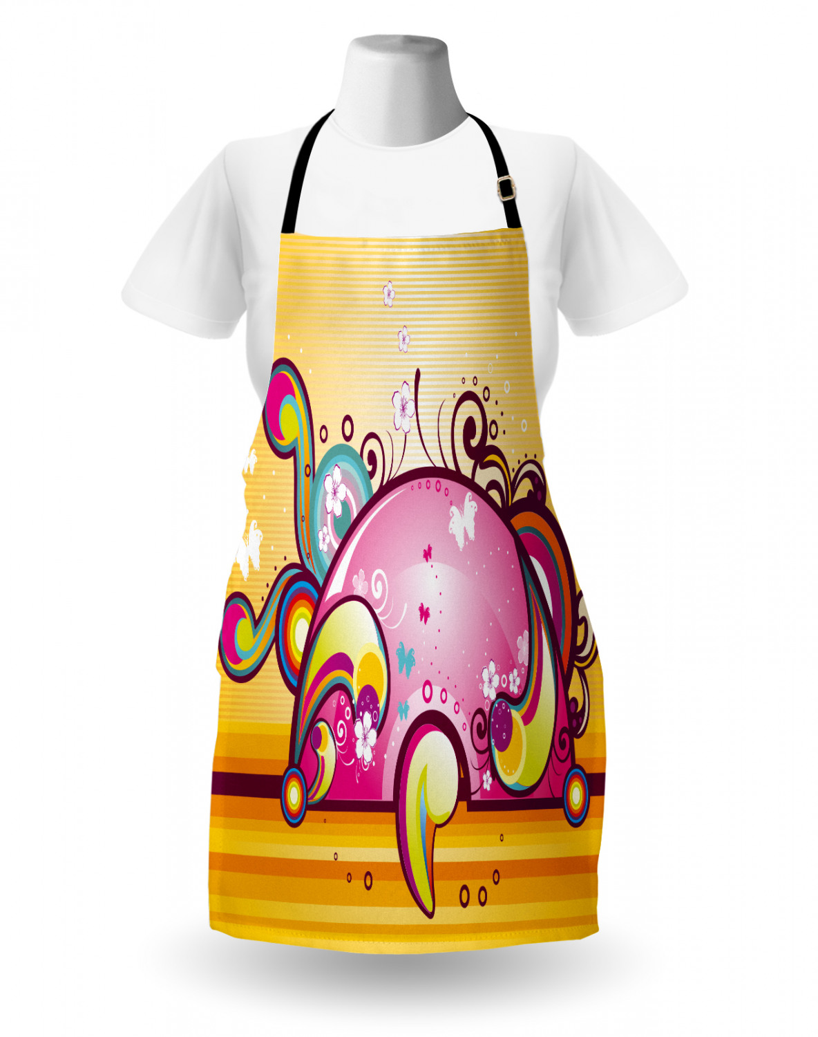 Ambesonne Pinkish Apron Unisex Kitchen Bib with Adjustable Neck Cooking Baking