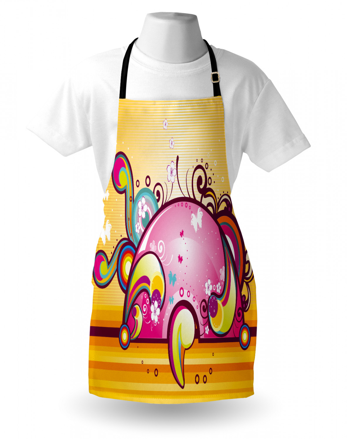 Ambesonne Pinkish Apron Unisex Kitchen Bib with Adjustable Neck Cooking Baking