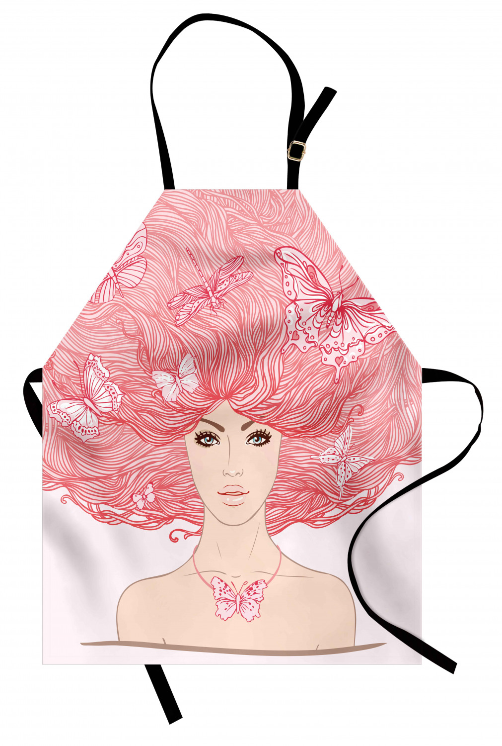 Ambesonne Pinkish Apron Unisex Kitchen Bib with Adjustable Neck Cooking Baking