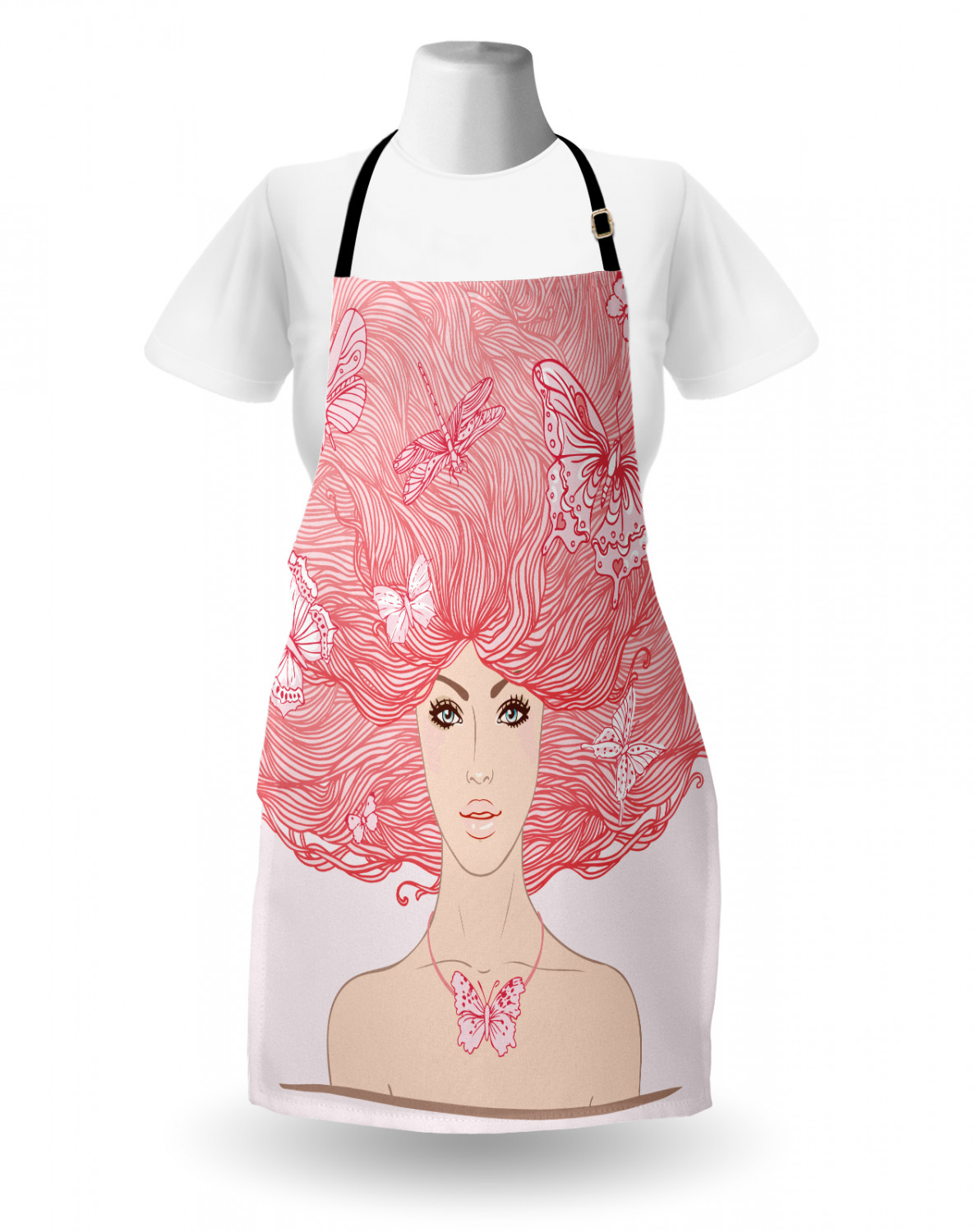 Ambesonne Pinkish Apron Unisex Kitchen Bib with Adjustable Neck Cooking Baking