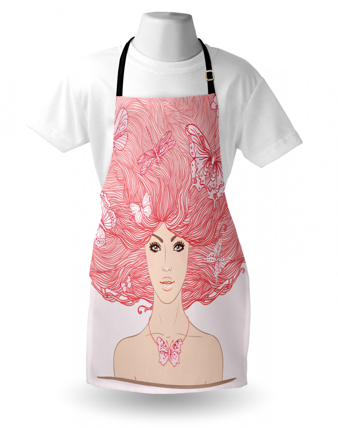 Ambesonne Pinkish Apron Unisex Kitchen Bib with Adjustable Neck Cooking Baking