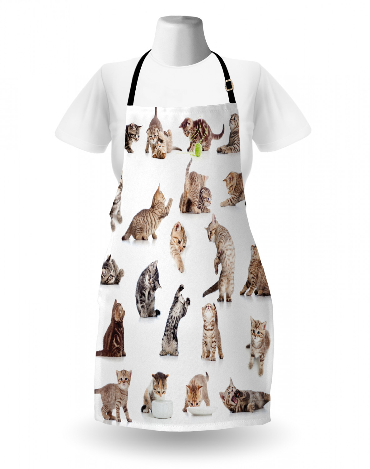 Ambesonne Cat Apron Unisex Kitchen Bib with Adjustable Neck Cooking Baking