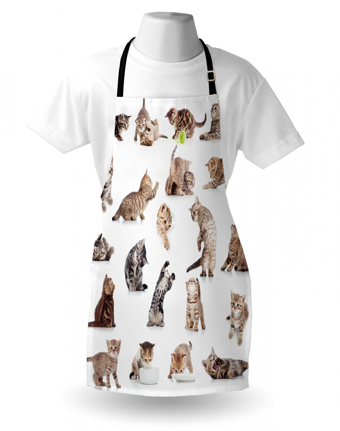 Ambesonne Cat Apron Unisex Kitchen Bib with Adjustable Neck Cooking Baking