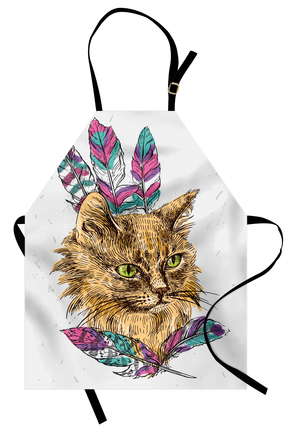 Ambesonne Cat Apron Unisex Kitchen Bib with Adjustable Neck Cooking Baking