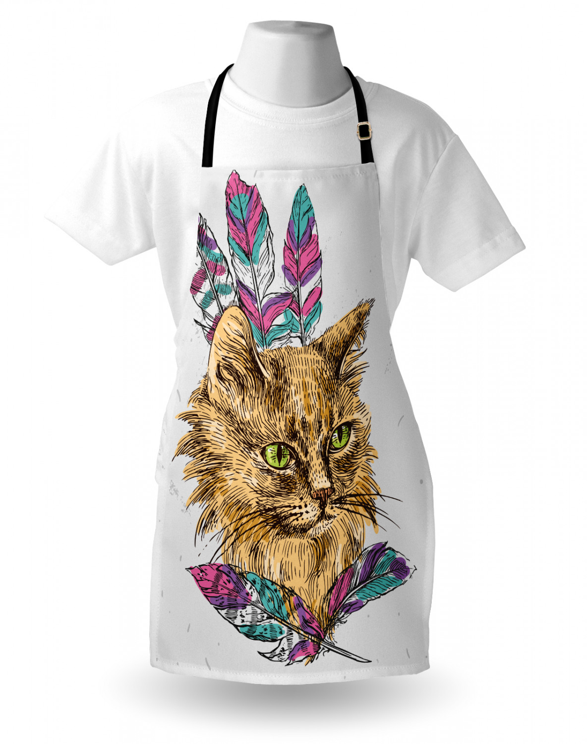 Ambesonne Cat Apron Unisex Kitchen Bib with Adjustable Neck Cooking Baking