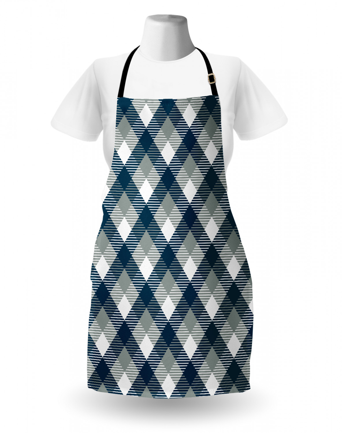 Checkered Apron Unisex Kitchen Bib with Adjustable Neck Cooking Baking ...