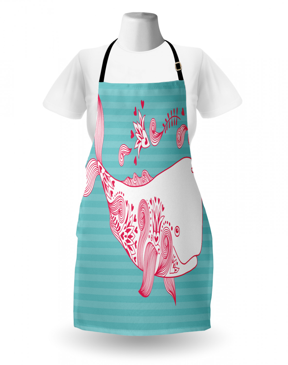 Nautical Whale Apron Unisex Kitchen Bib with Adjustable Neck Cooking